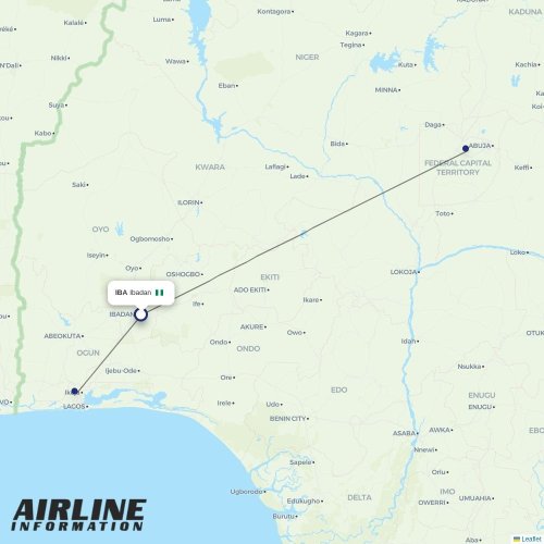Overland Airways at IBA route map