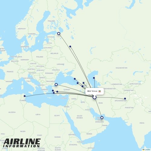 Iran Airtour at IKA route map