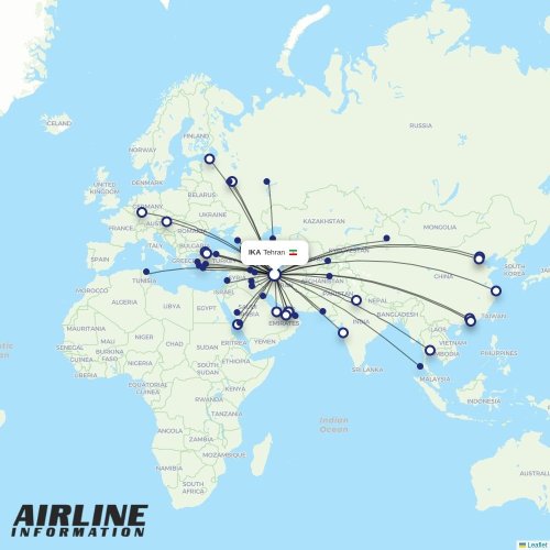 Qeshm Air at IKA route map