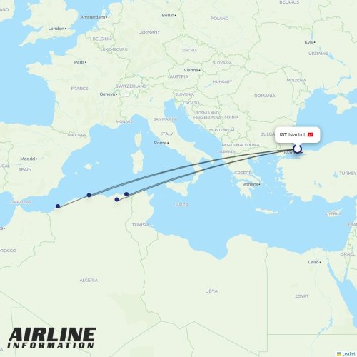 Mahan Air at IST route map