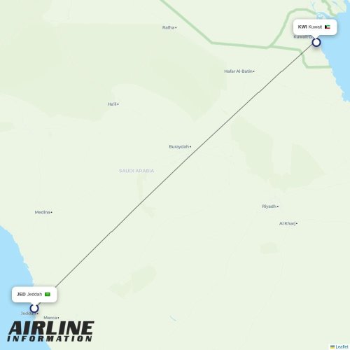 Kuwait Airways at JED route map