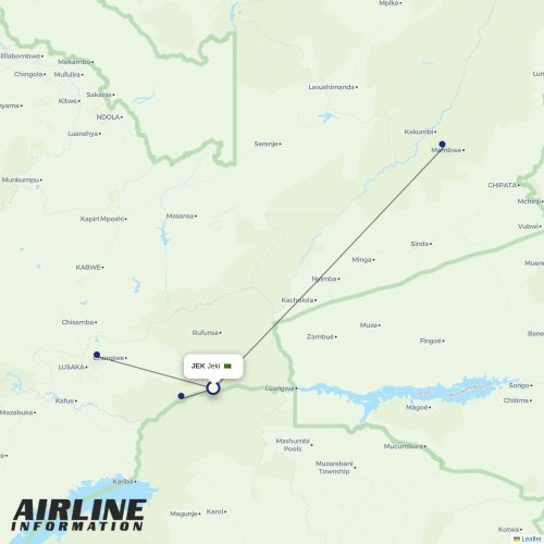 Proflight Zambia at JEK route map