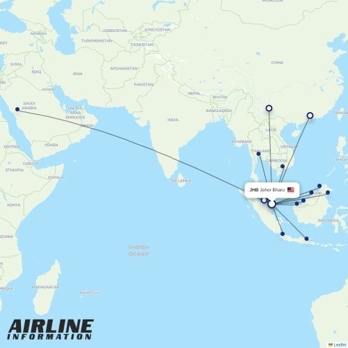 AirAsia at JHB route map