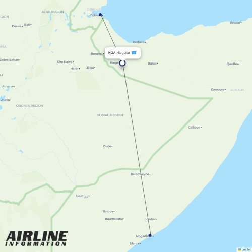 Air Djibouti at JIB route map