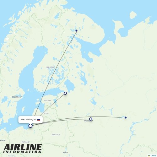 Aeroflot at KGD route map