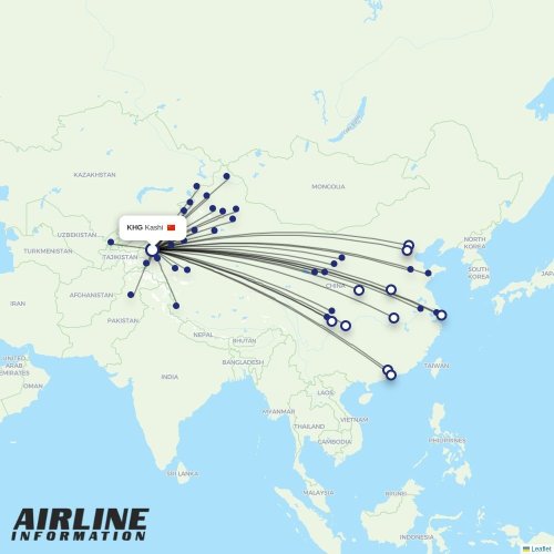 Urumqi Airlines at KHG route map