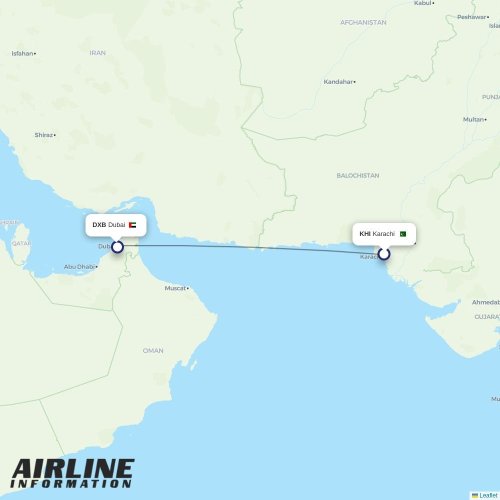 flydubai at KHI route map