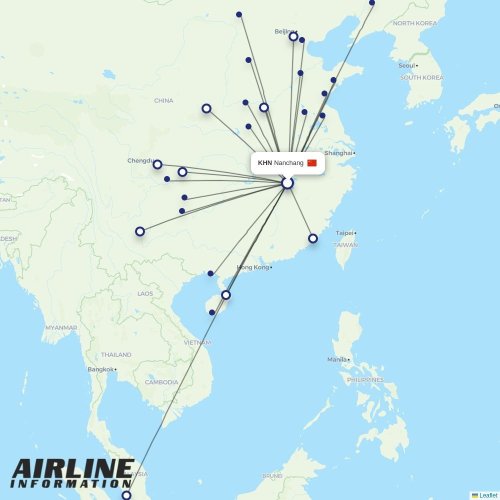 Jiangxi Airlines at KHN route map