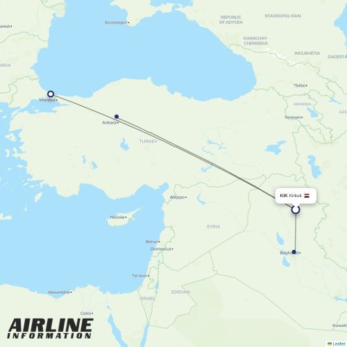 Iraqi Airways at KIK route map