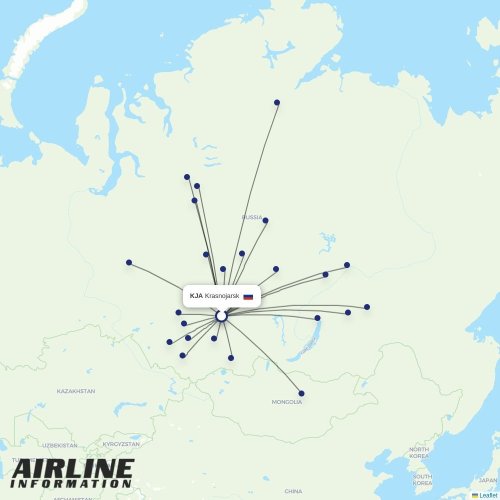 KrasAvia at KJA route map