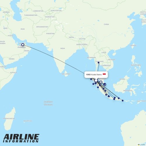 Indonesia AirAsia at KNO route map