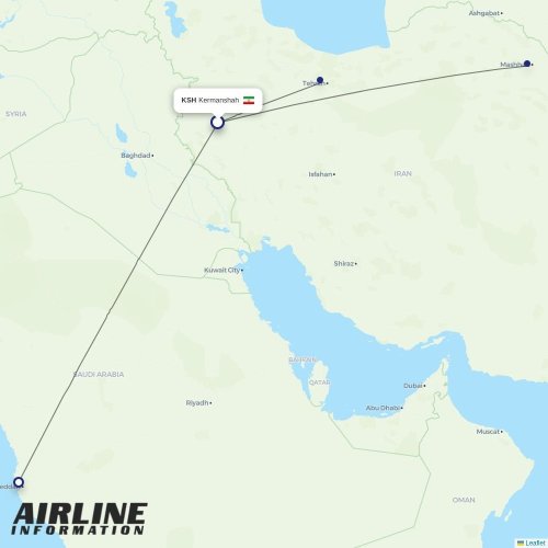 Iran Aseman Airlines at KSH route map