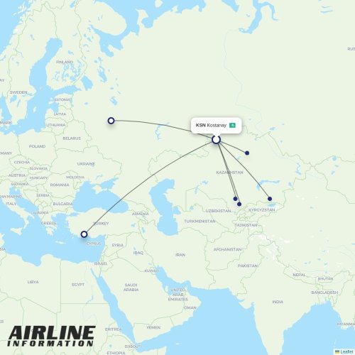 Qazaq Air at KSN route map