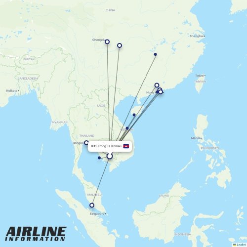 Cambodia Airways at KTI route map