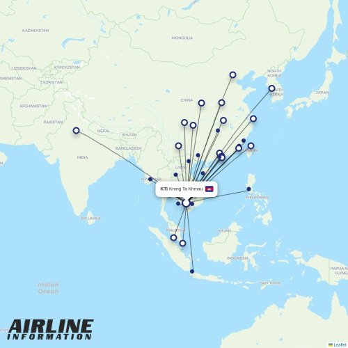 Sky Angkor Airlines at KTI route map
