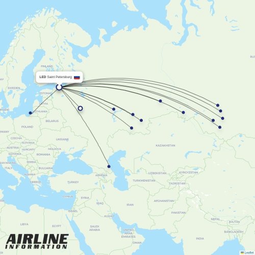 Nordwind Airlines at LED route map