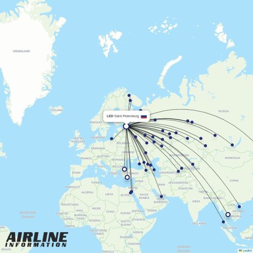 Aeroflot at LED route map
