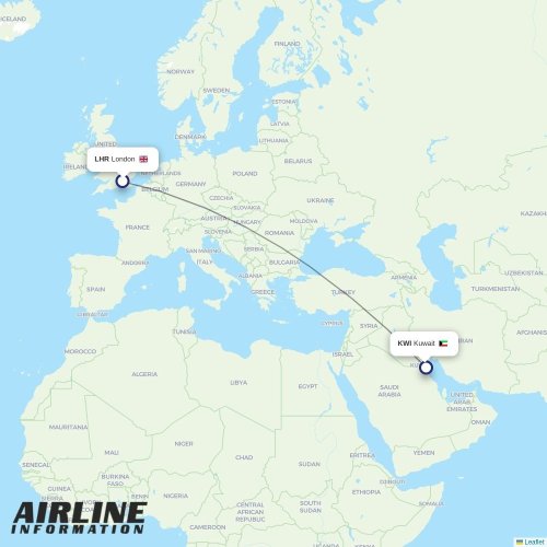 Kuwait Airways at LHR route map