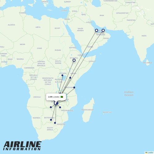 Proflight Zambia at LUN route map