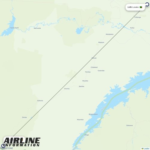 Zambia Airways at LVI route map