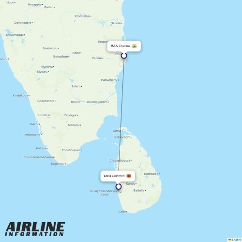 SriLankan Airlines at MAA route map