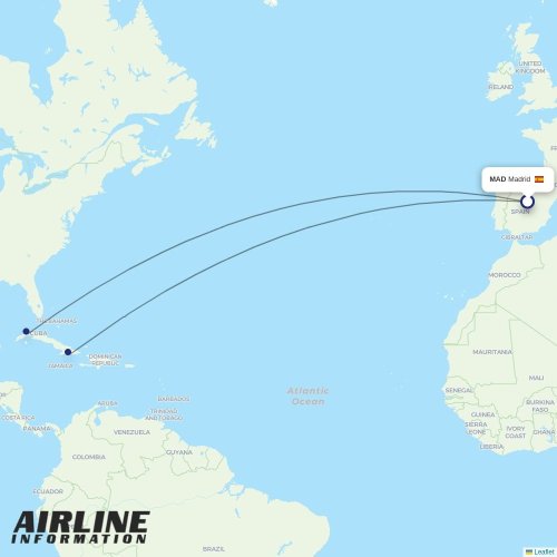 Cubana de Aviacion at MAD route map