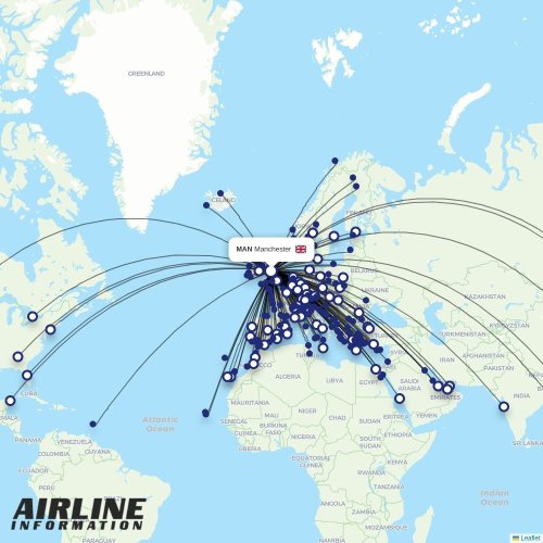 Ryanair UK at MAN route map