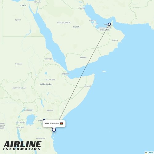 Kenya Airways at MBA route map