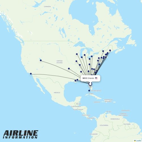Breeze at MCO route map