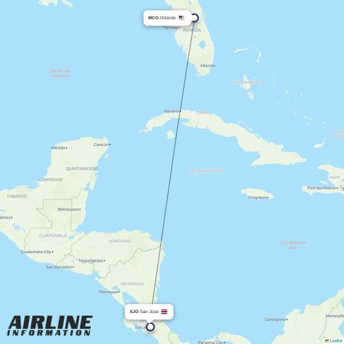 Volaris at MCO route map