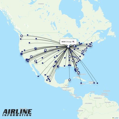 Southwest at MDW route map