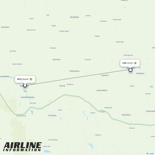 Niger Airlines at MFQ route map
