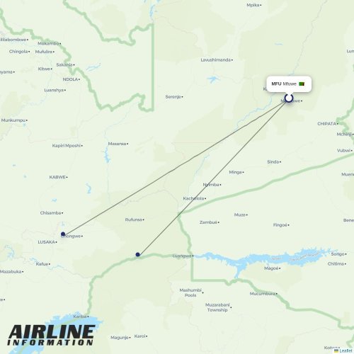 Proflight Zambia at MFU route map
