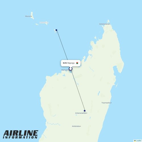 Madagascar Airlines at MJN route map