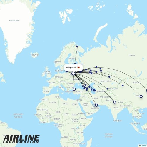 Belavia at MSQ route map