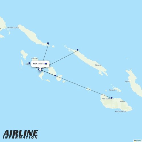 Solomon Airlines at MUA route map