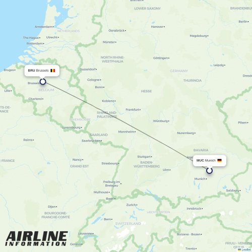 Brussels Airlines at MUC route map