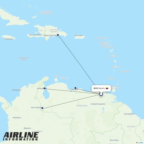 Conviasa at MUN route map