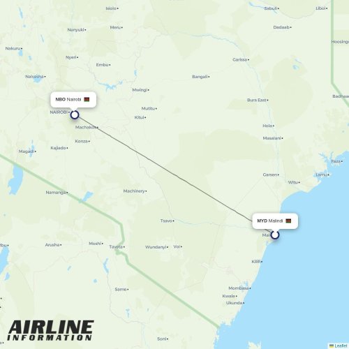 Jambojet at MYD route map