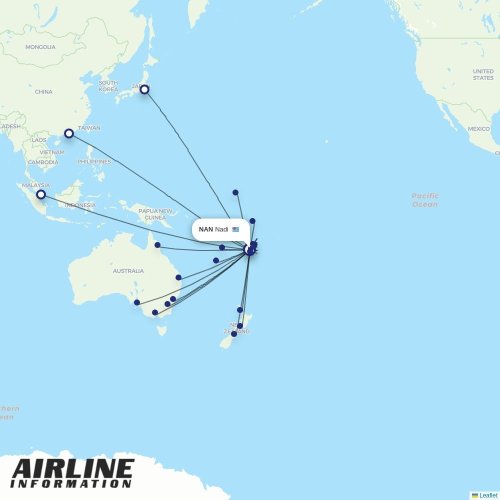 Fiji Airways at NAN route map