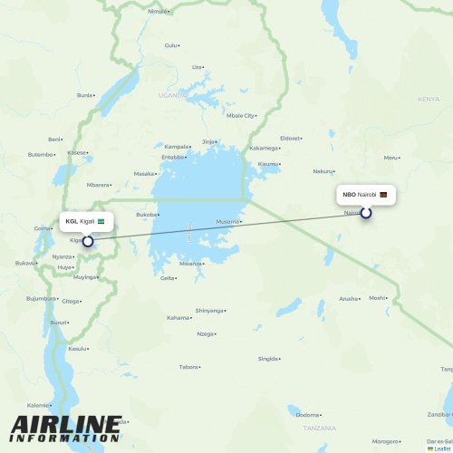 RwandAir at NBO route map