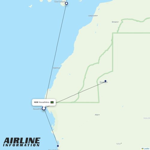 Mauritania Airlines at NDB route map