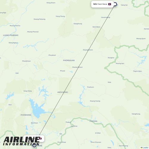 Lao Airlines at NEU route map