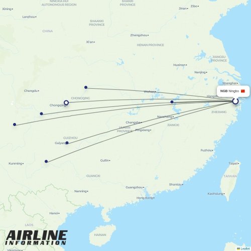 Colorful GuiZhou Airlines at NGB route map