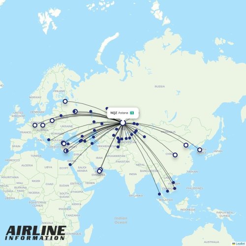 SCAT Airlines at NQZ route map