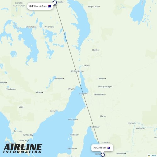 Alliance Airlines at OLP route map