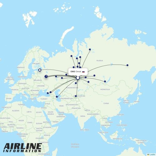 Qazaq Air at OMS route map