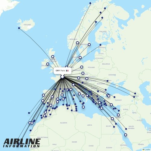 Transavia France at ORY route map
