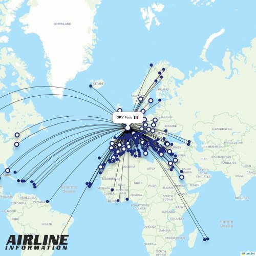 Air Corsica at ORY route map