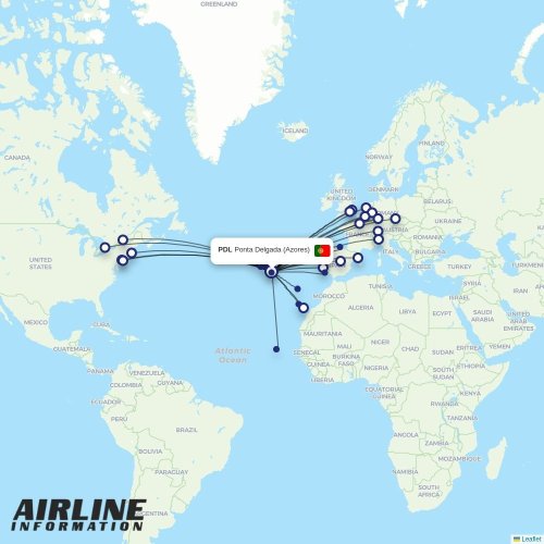 Azores Airlines at PDL route map
